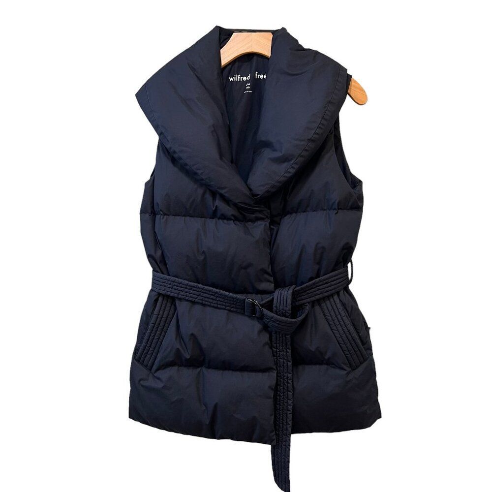 Aritzia Wilfred‎ Free Alta Puffer Vest Women's XXS Black Belt Goose Down Neutral